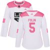 Dámské NHL Los Angeles Kings dresy 5 Christian Folin Authentic Bílý Růžový Adidas Fashion
