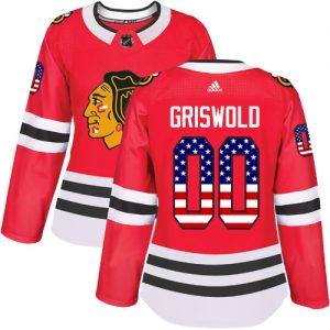 Dámské NHL Chicago Blackhawks dresy 00 Clark Griswold Authentic Červené Adidas USA Flag Fashion