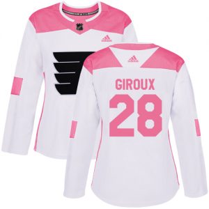Dámské NHL Philadelphia Flyers dresy 28 Claude Giroux Authentic Bílý Růžový Adidas Fashion