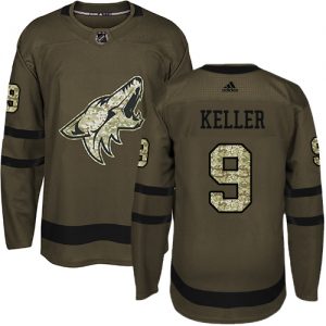 Pánské NHL Arizona Coyotes dresy Clayton Keller 9 Authentic Zelená Adidas Salute to Service