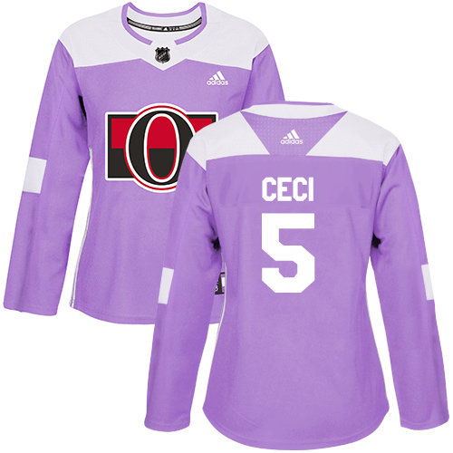 Dámské NHL Ottawa Senators dresy 5 Cody Ceci Authentic Nachový Adidas Fights Cancer Practice