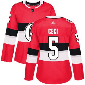 Dámské NHL Ottawa Senators dresy 5 Cody Ceci Authentic Červené Adidas 2017 100 Classic