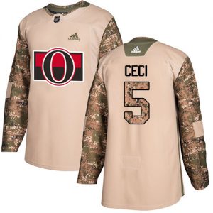 Dětské NHL Ottawa Senators dresy 5 Cody Ceci Authentic Camo Adidas Veterans Day Practice