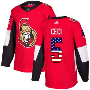 Dětské NHL Ottawa Senators dresy 5 Cody Ceci Authentic Červené Adidas USA Flag Fashion