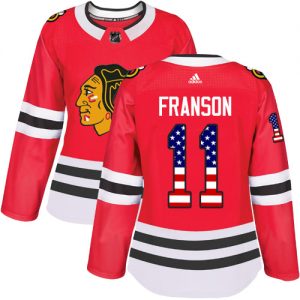 Dámské NHL Chicago Blackhawks dresy 11 Cody Franson Authentic Červené Adidas USA Flag Fashion