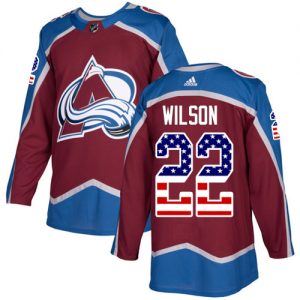 Pánské NHL Colorado Avalanche dresy 22 Colin Wilson Authentic Burgundy Červené Adidas USA Flag Fashion