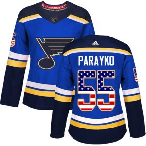 Dámské NHL St. Louis Blues dresy 55 Colton Parayko Authentic modrá Adidas USA Flag Fashion