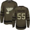 Dětské NHL St. Louis Blues dresy 55 Colton Parayko Authentic Zelená Adidas Salute to Service