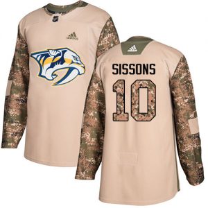 Pánské NHL Nashville Predators dresy 10 Colton Sissons Authentic Camo Adidas Veterans Day Practice