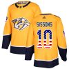 Pánské NHL Nashville Predators dresy 10 Colton Sissons Authentic Zlato Adidas USA Flag Fashion