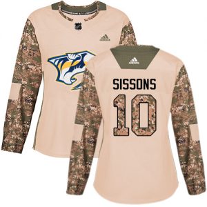 Dámské NHL Nashville Predators dresy 10 Colton Sissons Authentic Camo Adidas Veterans Day Practice