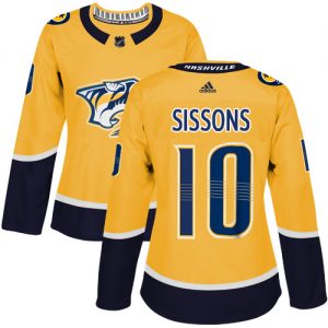 Dámské NHL Nashville Predators dresy 10 Colton Sissons Authentic Zlato Adidas Domácí