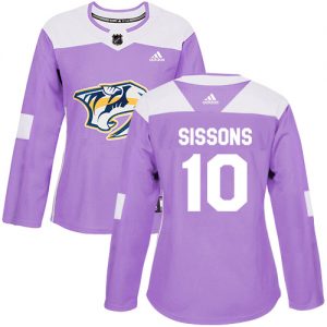 Dámské NHL Nashville Predators dresy 10 Colton Sissons Authentic Nachový Adidas Fights Cancer Practice