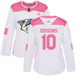 Dámské NHL Nashville Predators dresy 10 Colton Sissons Authentic Bílý Růžový Adidas Fashion