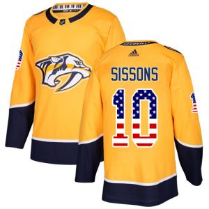 Dětské NHL Nashville Predators dresy 10 Colton Sissons Authentic Zlato Adidas USA Flag Fashion