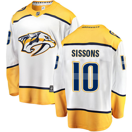 Pánské NHL Nashville Predators dresy 10 Colton Sissons Breakaway Bílý Fanatics Branded Venkovní