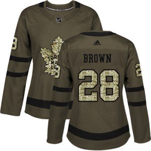 Dámské NHL Toronto Maple Leafs dresy 28 Connor Brown Authentic Zelená Adidas Salute to Service
