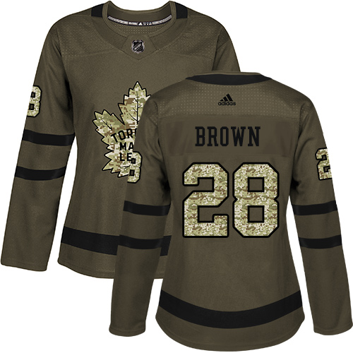 Dámské NHL Toronto Maple Leafs dresy 28 Connor Brown Authentic Zelená Adidas Salute to Service