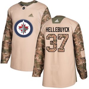 Pánské NHL Winnipeg Jets dresy 37 Connor Hellebuyck Authentic Camo Adidas Veterans Day Practice