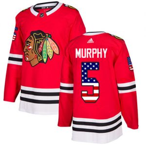 Pánské NHL Chicago Blackhawks dresy 5 Connor Murphy Authentic Červené Adidas USA Flag Fashion