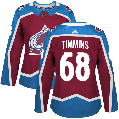 Dámské NHL Colorado Avalanche dresy 68 Conor Timmins Authentic Burgundy Červené Adidas Domácí