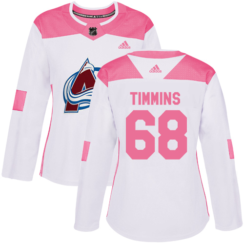 Dámské NHL Colorado Avalanche dresy 68 Conor Timmins Authentic Bílý Růžový Adidas Fashion