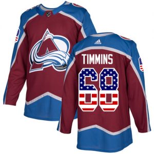 Dětské NHL Colorado Avalanche dresy 68 Conor Timmins Authentic Burgundy Červené Adidas USA Flag Fashion