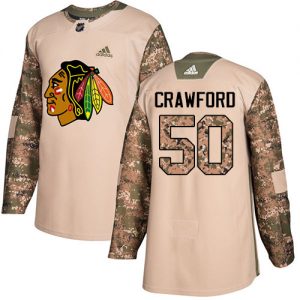 Pánské NHL Chicago Blackhawks dresy 50 Corey Crawford Authentic Camo Adidas Veterans Day Practice