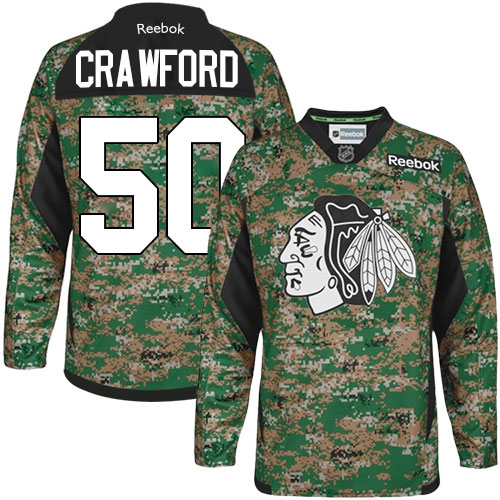 Pánské NHL Chicago Blackhawks dresy 50 Corey Crawford Authentic Camo Reebok Veterans Day Practice