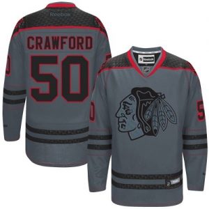 Pánské NHL Chicago Blackhawks dresy 50 Corey Crawford Authentic Charcoal Reebok Cross Check Fashion