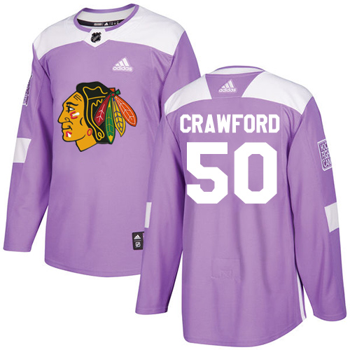 Pánské NHL Chicago Blackhawks dresy 50 Corey Crawford Authentic Nachový Adidas Fights Cancer Practice