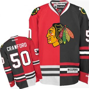 Pánské NHL Chicago Blackhawks dresy 50 Corey Crawford Authentic ČervenéBlack Reebok Split Fashion