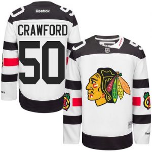Pánské NHL Chicago Blackhawks dresy 50 Corey Crawford Authentic Bílý Reebok 2016 Stadium Series