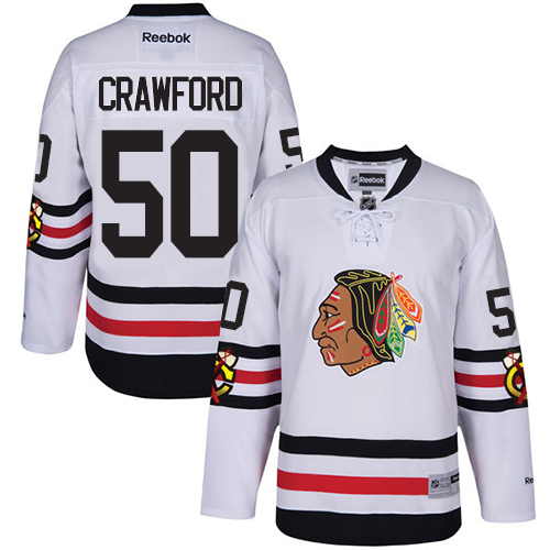 Pánské NHL Chicago Blackhawks dresy 50 Corey Crawford Authentic Bílý Reebok 2017 Winter Classic