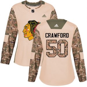 Dámské NHL Chicago Blackhawks dresy 50 Corey Crawford Authentic Camo Adidas Veterans Day Practice