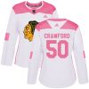 Dámské NHL Chicago Blackhawks dresy 50 Corey Crawford Authentic Bílý Růžový Adidas Fashion