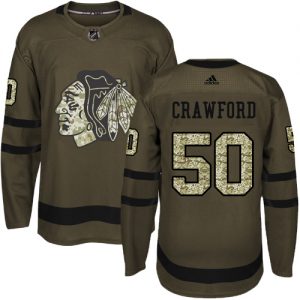Dětské NHL Chicago Blackhawks dresy 50 Corey Crawford Authentic Zelená Adidas Salute to Service