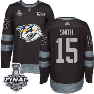 Pánské NHL Nashville Predators dresy 15 Craig Smith Authentic Černá Adidas 2017 Stanley Cup Final 1917 2017 100th Anniversary