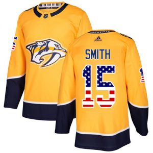 Pánské NHL Nashville Predators dresy 15 Craig Smith Authentic Zlato Adidas USA Flag Fashion