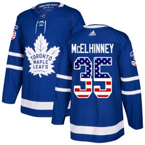 Pánské NHL Toronto Maple Leafs dresy 35 Curtis McElhinney Authentic královská modrá Adidas USA Flag Fashion