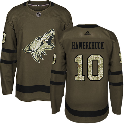 Pánské NHL Arizona Coyotes dresy Dale Hawerchuck 10 Authentic Zelená Adidas Salute to Service