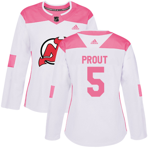 Dámské NHL New Jersey Devils dresy 5 Dalton Prout Authentic Bílý Růžový Adidas Fashion