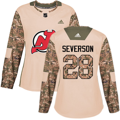 Dámské NHL New Jersey Devils dresy 28 Damon Severson Authentic Camo Adidas Veterans Day Practice