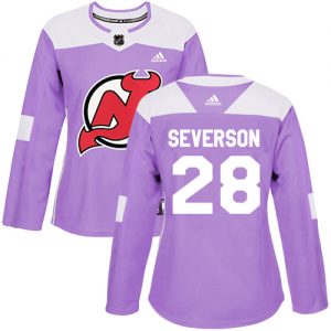 Dámské NHL New Jersey Devils dresy 28 Damon Severson Authentic Nachový Adidas Fights Cancer Practice