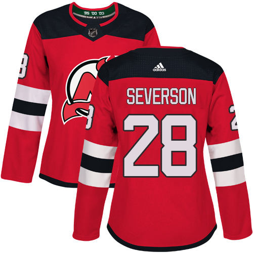 Dámské NHL New Jersey Devils dresy 28 Damon Severson Authentic Červené Adidas Domácí