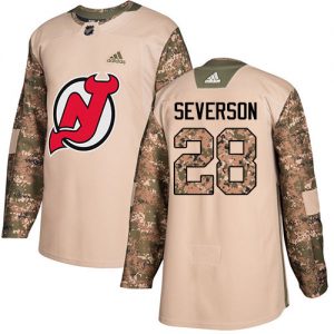 Dětské NHL New Jersey Devils dresy 28 Damon Severson Authentic Camo Adidas Veterans Day Practice