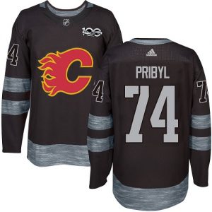 Pánské NHL Calgary Flames dresy Daniel Pribyl 74 Authentic Černá Adidas 1917 2017 100th Anniversary