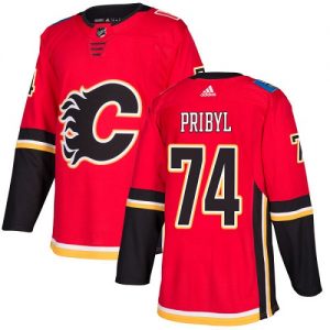 Pánské NHL Calgary Flames dresy Daniel Pribyl 74 Authentic Červené Adidas Domácí