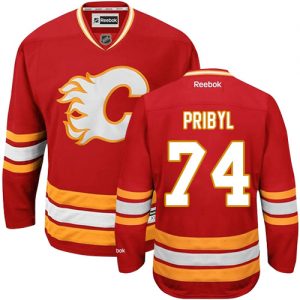 Pánské NHL Calgary Flames dresy Daniel Pribyl 74 Authentic Červené Reebok Alternativní hokejové dresy