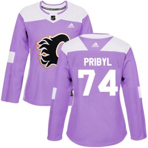 Dámské NHL Calgary Flames dresy Daniel Pribyl 74 Authentic Nachový Adidas Fights Cancer Practice